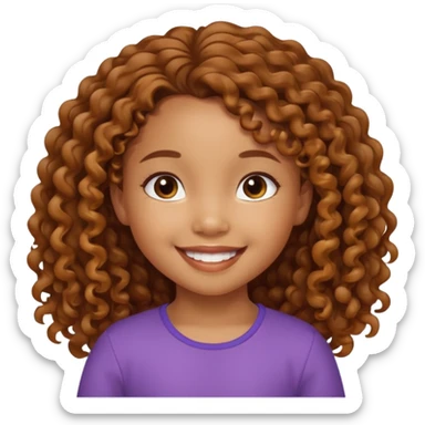 5 year old blasian girl with long brown curly hair sticker