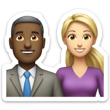 Man and woman working crossword puzzle sticker