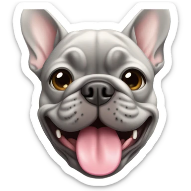 Grey french bulldog with tongue sticking out sticker