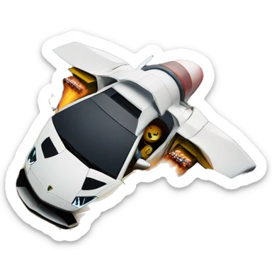 A Lamborghini rocketing and left earth. Now in space on its way to the moon sticker