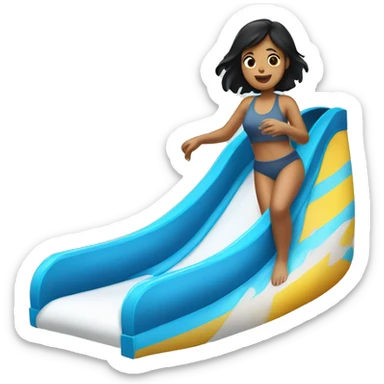 Girl with black hair going down a water slide  sticker