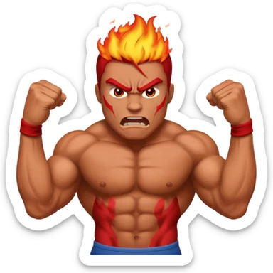 burning angry bodybuilder man  sticker