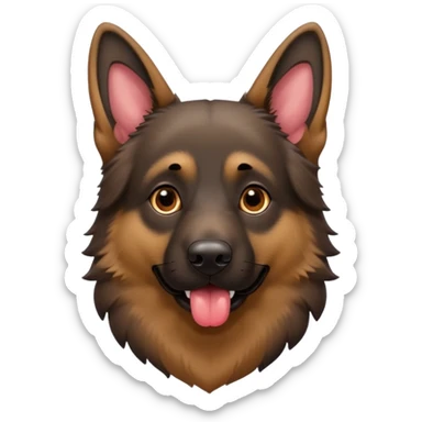 cartoon style dark German Shepherd dog with its tongue hanging out long sticker