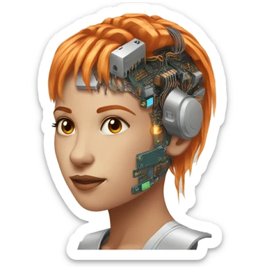 Head Female cyborg orange hair and circuits sticker