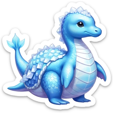 Shiny Exotic Colorful Ethereal Sparkly Lapras-Flaaffy-Amaura-Aurorus-Fakémon-hybrid-creature (full body)  sticker