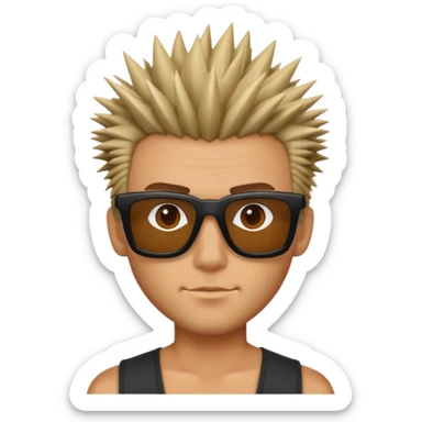 fair man with spiky hair with square shades sticker