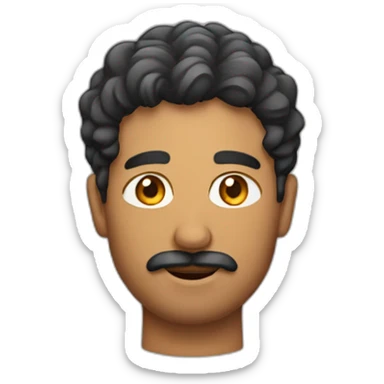 south asian man with a moustache and beard and short curly hair sticker