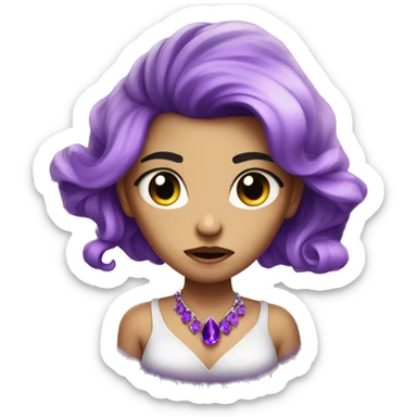 fuming mad jewel girl with purple gem hair sticker