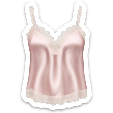 Hyper Realistic isolated side view of a light pink silk lace camisole blouse.  sticker