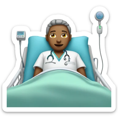 person in a hospital bed sticker