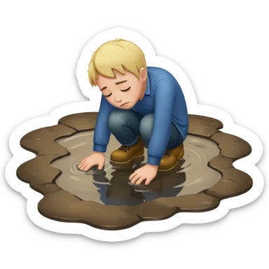 apple style emoji of a man sprawled face down in a puddle sticker
