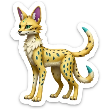Epic Edgy Colorful ethereal eldritch Sergal-Serval-Vernid full body sticker
