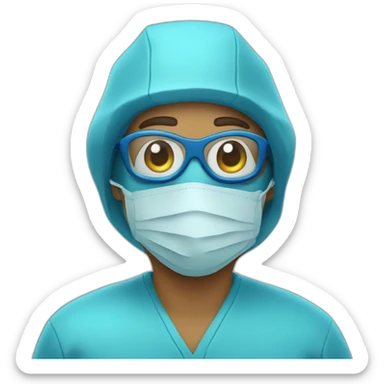 Scientist in blue hazmat sticker