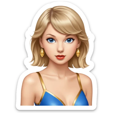 taylor swift wearing a gold and blue bodysuit  sticker