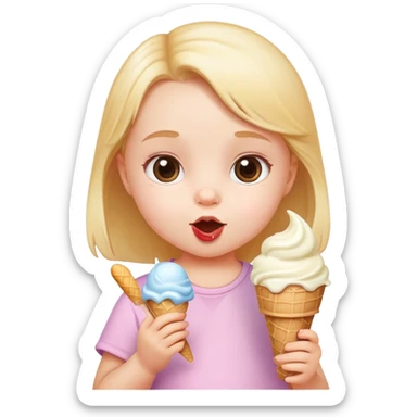Cute baby girl holding ice cream  sticker