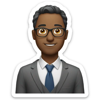 Man wearing glasses doing office work sticker