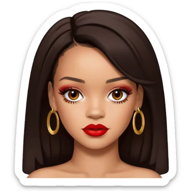 Rihanna with dark brown hair sticker