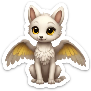 Anthro shy cute winged animal hybrid full body sticker