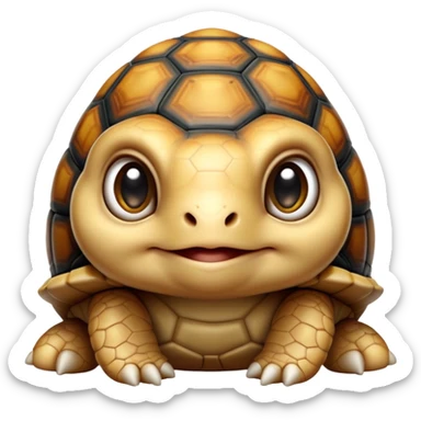cinematic-baby tortoise-realistic--emoji,,-cute-wise-face-peering-ahead-with-calm-determination,-cute large-eyes-reflecting-centuries of wisdom, sticker