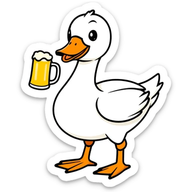 goose drinking a beer sticker