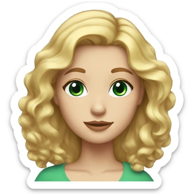 Cute woman with wavy blonde hair and green-blue eyes sticker