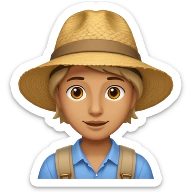 unique looking tourist with big unique tourist hat sticker