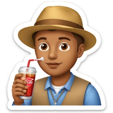 A man with pop on the had sticker