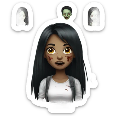 zombie girl black hair e franja sticker