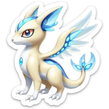 Angelic Divine Bioluminescent Translucent Luminescent Diaphanous Shiny Colorful Meloetta-Latias-Veemon-Peppercat-Wargreymon-Protogen-Fakémon-fusion-hybrid-creature sticker