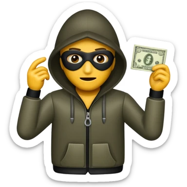 Robber with money na mão direita  sticker