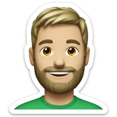 create emoji boy in green shirt a black dot on the test half-bearded smiling sticker