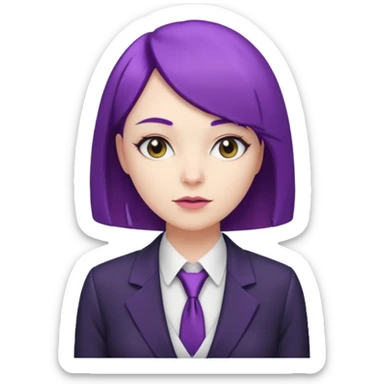 Office Lady with Purple Bob, black suit sticker