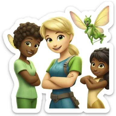 🌍✨ Tinker Bell and her animal friends save the planet through teamwork and care, proving collaboration can overcome any challenge. 🌿🤝 sticker
