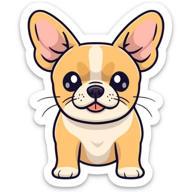 cute tan french bulldog head with characteristic facial features sticker