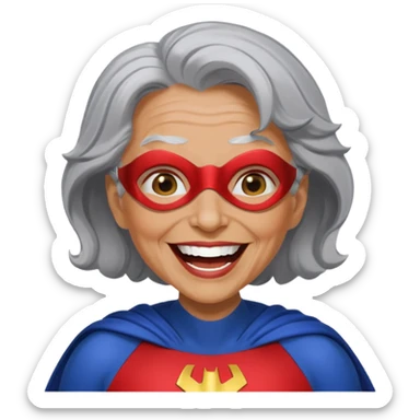 Laughing crazily elderly superwoman sticker