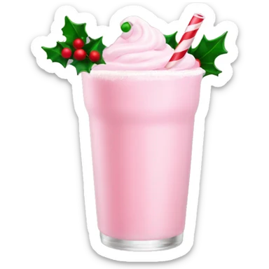 pastel pink christmas drink, with mistletoe on the top of it sticker