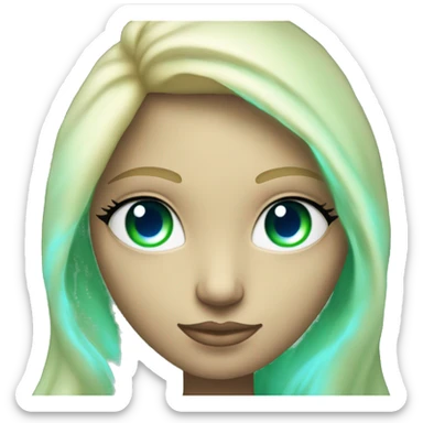 nordic pleiadian in green clothing with thin face long blonde hair and blue eyes third eye glowing sticker