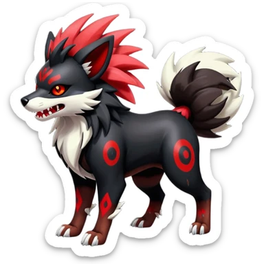 Shiny Gothic Exotic Punk’ish Cool Colorful Epic Futuristic Houndoom-Arcanine-Zorua-Torracat-Pokémon-Fakémon-hybrid-creature sticker