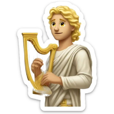 Apollo god. Calm face Holding a lyre with Blonde hair sticker