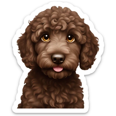 Dark brown Australian labradoodle with goals  puppy sticker