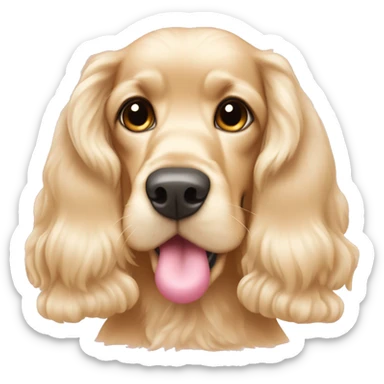 Blond cocker spaniel wearing two light pink sleighbell sticker