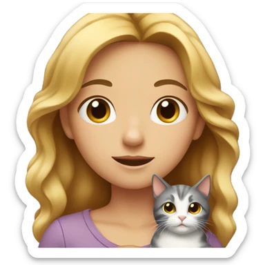 a girl with a cat in her hands sticker