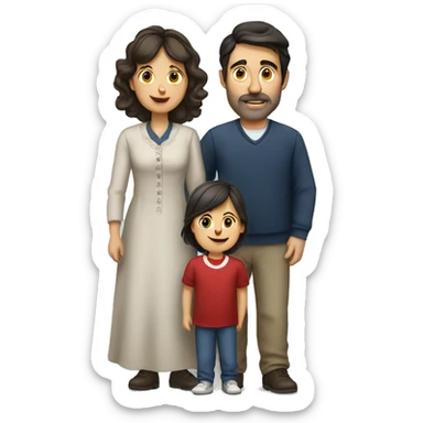 french-russian parents with dark hair and two children sticker