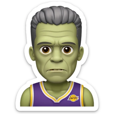 Frankenstein with a lakers uniform sticker