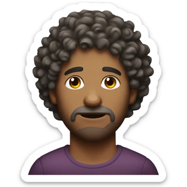 Curly hair guy with bruised face sticker