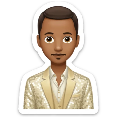 Tevin Campbell with dark brown hair, ivory sequin outfit sticker