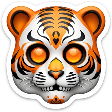 skeleton tiger face with Day of the Dead sugar skull decoration for Twitch emote sticker