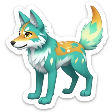 Anthro Colorful Shiny Fionbri-Falvie-sparkle-wolf-sona with tribal markings full body sticker