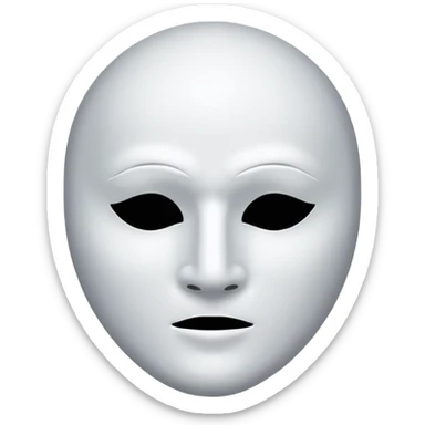 blank white mouthless masculine mask moon crescent hole  on forehead  sticker