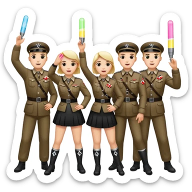 Nazis dancing with glow sticks saluting sticker